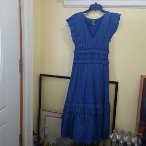 Taylor blue V neck  flare dress